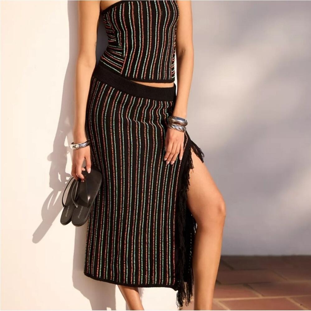 Anthropologie Celandine Knit Tube Skirt Black NEW Large